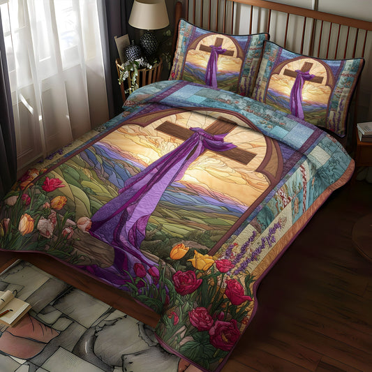 Cross of Unfailing Love 3-Piece Quilted Bedding Set NCU0PT7509