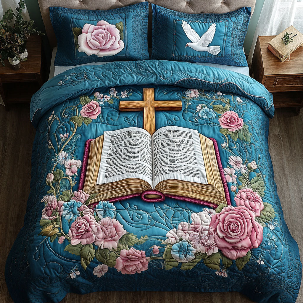 Cross of Wisdom 3-Piece Quilted Bedding Set NCU0NT6725