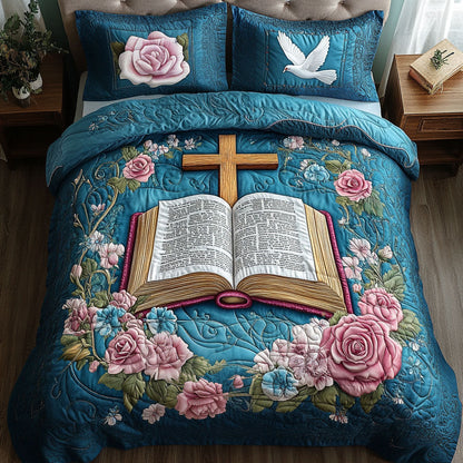 Cross of Wisdom 3-Piece Quilted Bedding Set NCU0NT6725