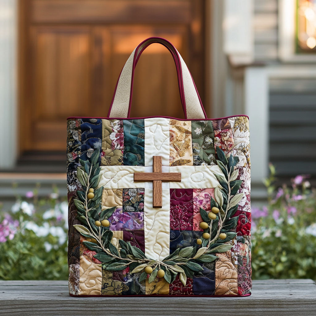 Cross of the Heart Quilted Tote Bag NCU0PT8159