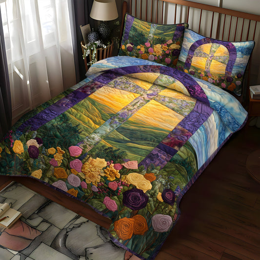 Cross of the Lord 3-Piece Quilted Bedding Set NCU0PT7505