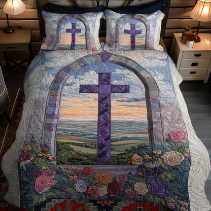 Cross of the Redeemed 3-Piece Quilted Bedding Set NCU0PT7506