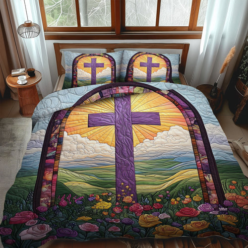 Cross of the Savior 3-Piece Quilted Bedding Set NCU0PT7507