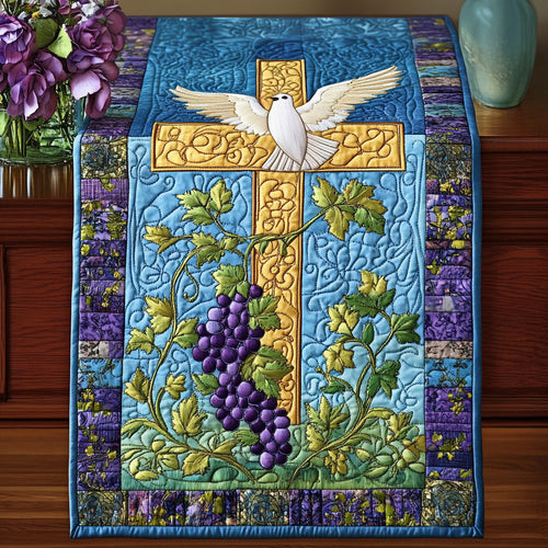 Cross with Grape Vines Quilted Table Runner NCU0NT3331