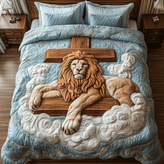Crossed Lion Path 3-Piece Quilted Bedding Set NCU0TH2416