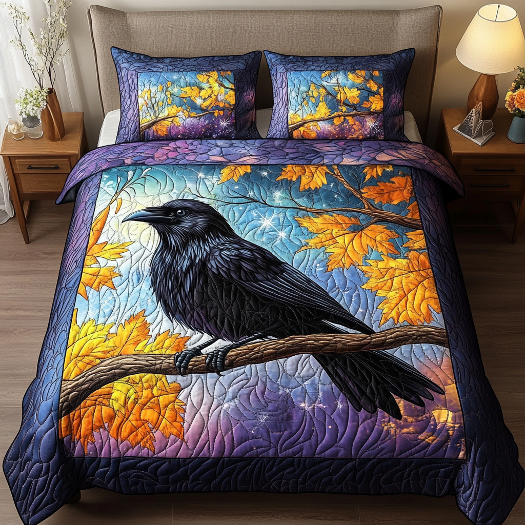 Crow Flight 3-Piece Quilted Bedding Set NCU0DK8272