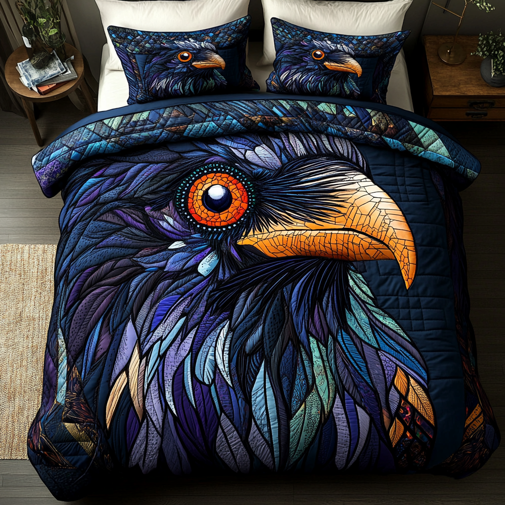 Crow Journey 3-Piece Quilted Bedding Set NCU0DK8273