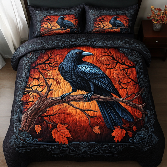 Crow Vision 3-Piece Quilted Bedding Set NCU0DK8276