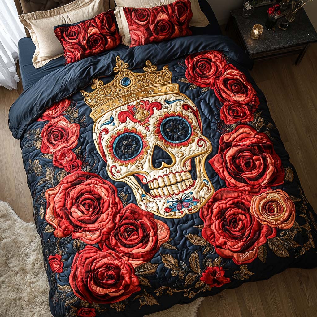 Crowned Death 3-Piece Quilted Bedding Set NCU0NT7939