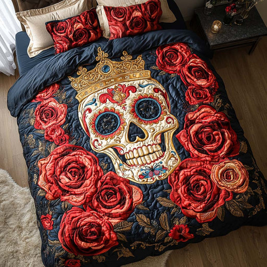 Crowned Death 3-Piece Quilted Bedding Set NCU0NT7939