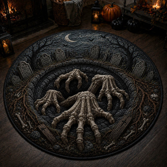 Cryptic Bone Eclipse Quilted Round Mat NCU0HH2043