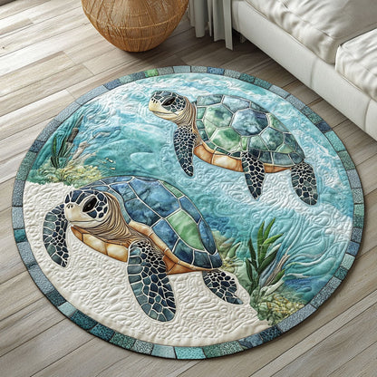 Crystal Lagoon Turtles Quilted Round Mat NCU0NT4538