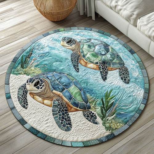 Crystal Lagoon Turtles Quilted Round Mat NCU0NT4538
