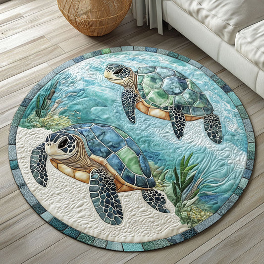 Crystal Lagoon Turtles Quilted Round Mat NCU0NT4538