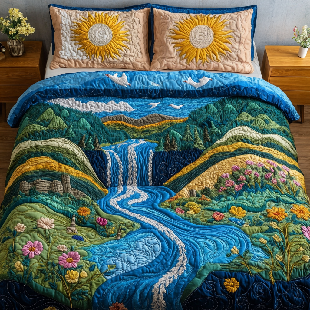 Crystal Rapids 3-Piece Quilted Bedding Set NCU0DK5254