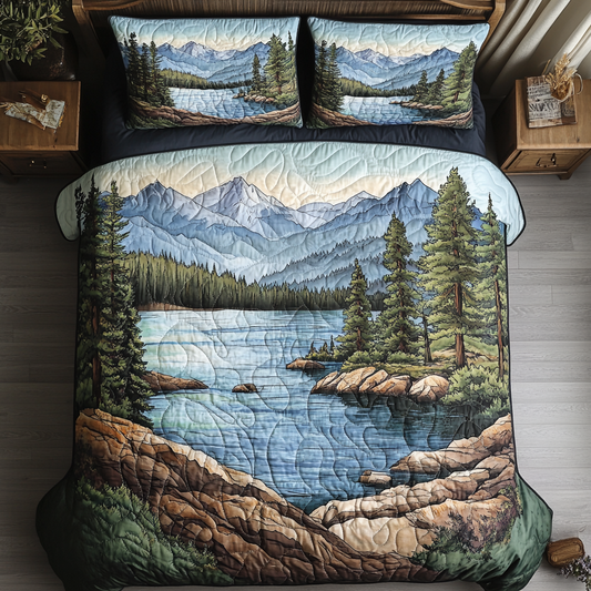Crystal Waters 3-Piece Quilted Bedding Set NCU0DK6964