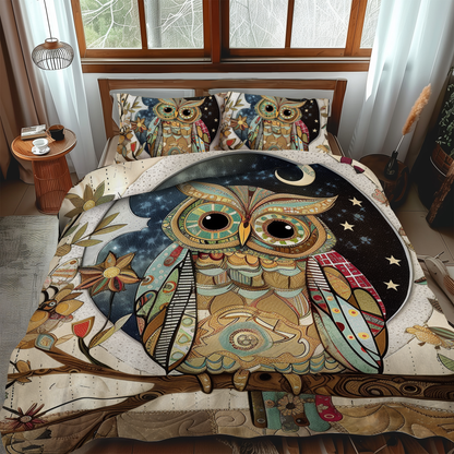 Cuddly Owl 3-Piece Quilted Bedding Set NCU0VL164