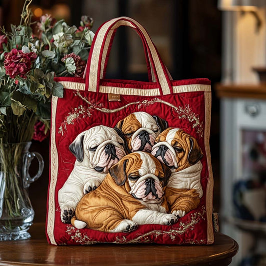 Cuddly Bulldog Pack Quilted Tote Bag NCU0NT8804