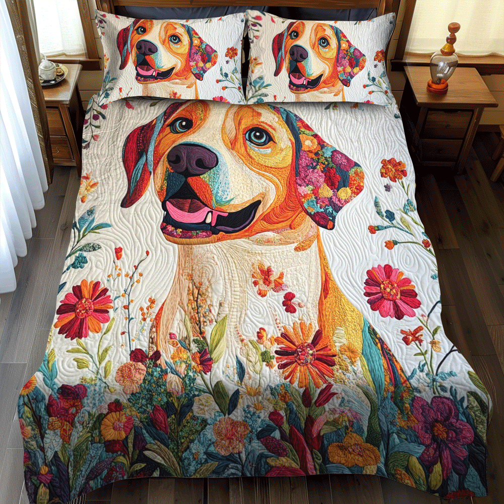 Cuddly Labrador 3-Piece Quilted Bedding Set NCU0PD550