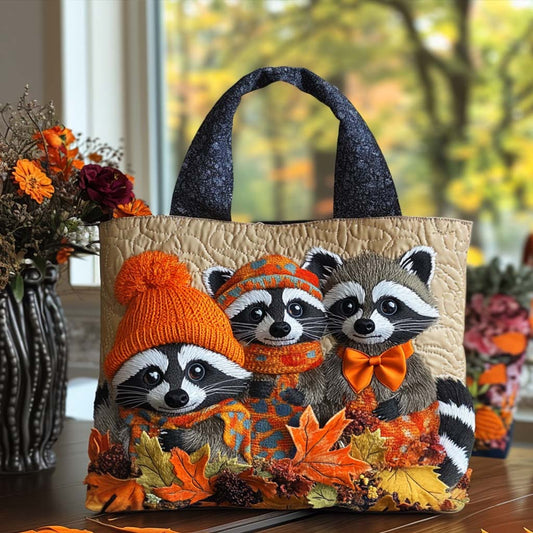 Cuddly Raccoon Quilted Tote Bag NCU0NT9222