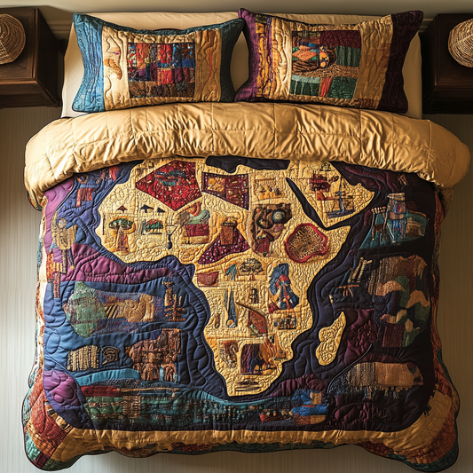 Cultural Continent 3-Piece Quilted Bedding Set NCU0VH5715