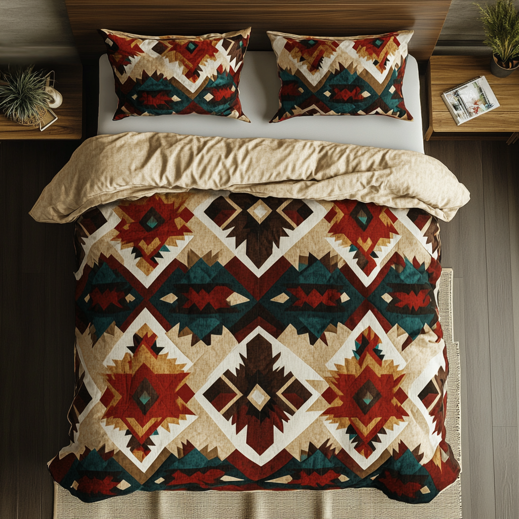 Native Pattern 3-Piece Quilted Bedding Set NCU0VT81
