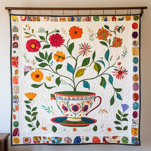 Cup Blossom Quilted Blanket NCU0VL2383