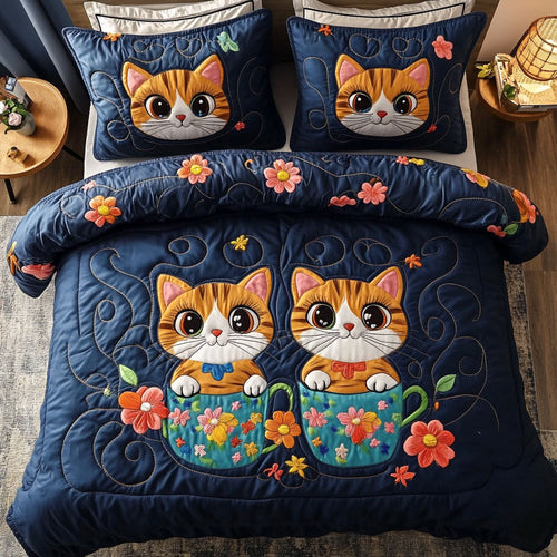 Cup of Cuteness 3-Piece Quilted Bedding Set NCU0NT7347