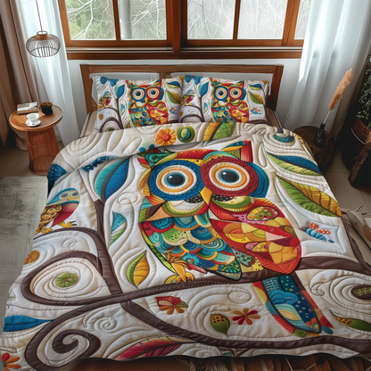 Cute Owl 3-Piece Quilted Bedding Set NCU0VL171