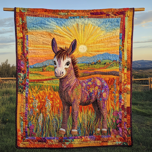 Cute Donkey Design Quilted Blanket NCU0PD657