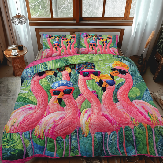 Cute Flamingo 3-Piece Quilted Bedding Set NCU0VL461