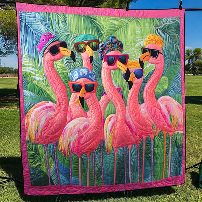 Cute Flamingo Quilted Blanket NCU0VL474