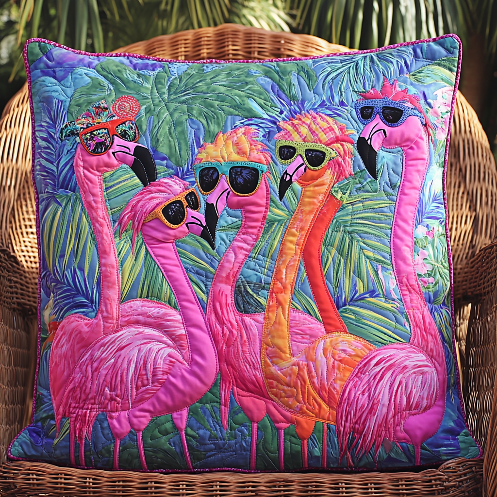 Cute Flamingo Quilted Pillow Case NCU0VL536