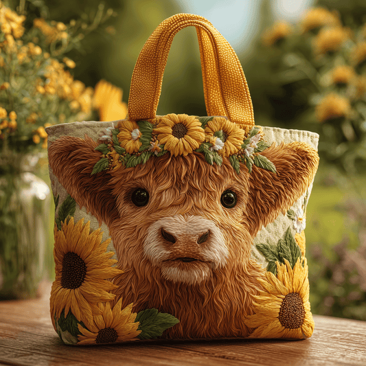 Cute Highland Cow Quilted Tote Bag NCU0TH2756