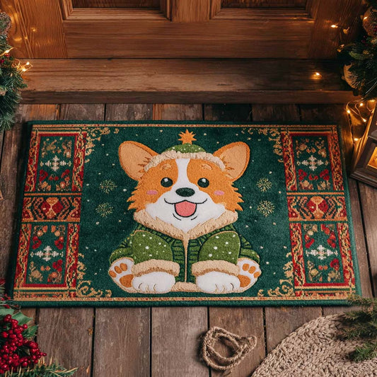 Cute Holiday Corgi Doormat NCU0XD805