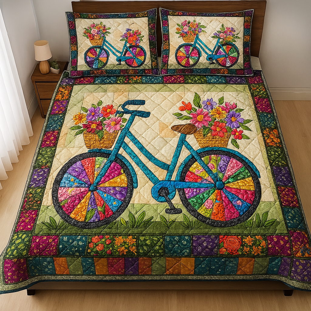 Cycle of Colors 3-Piece Quilted Bedding Set NCU0DK6081