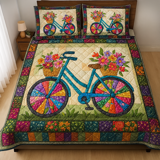 Cycle of Colors 3-Piece Quilted Bedding Set NCU0DK6081