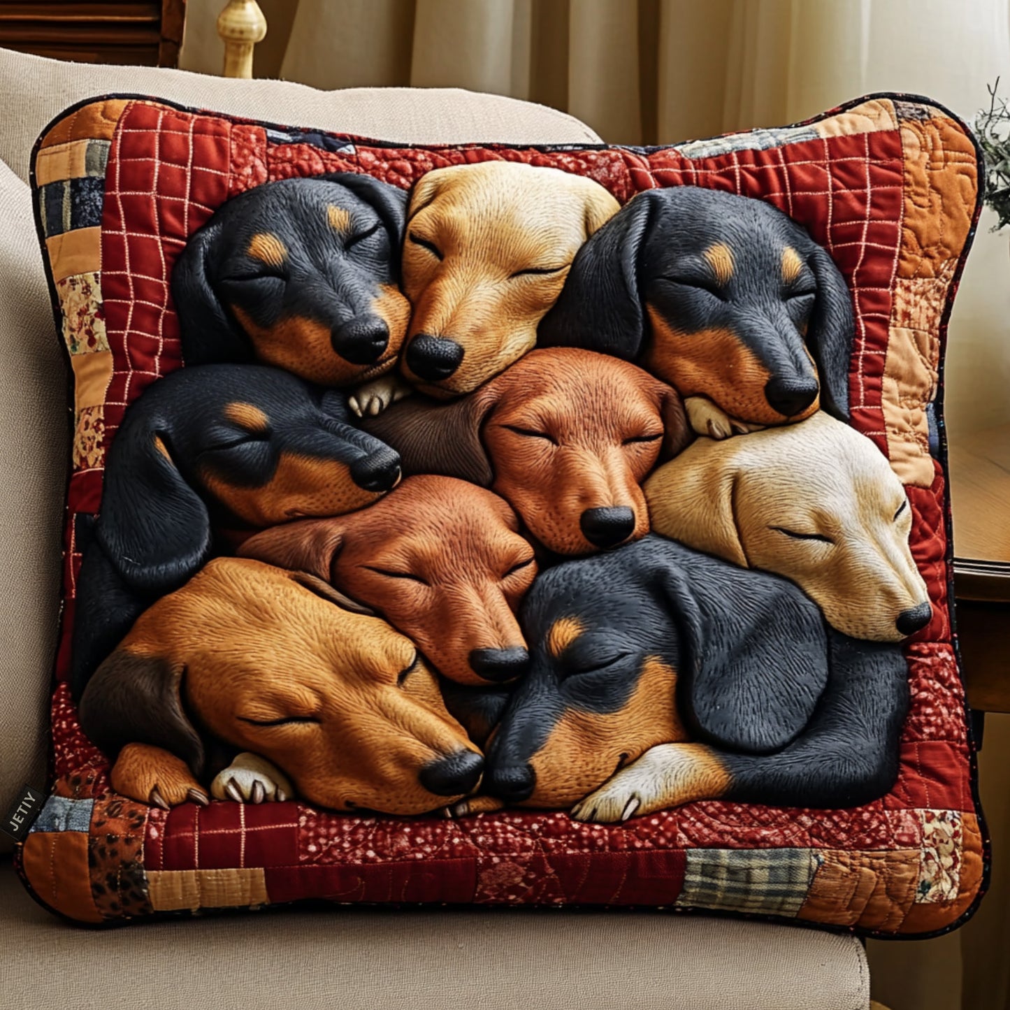 Dachshund Delight Quilted Bedding Pillow Case NCU0PT2232