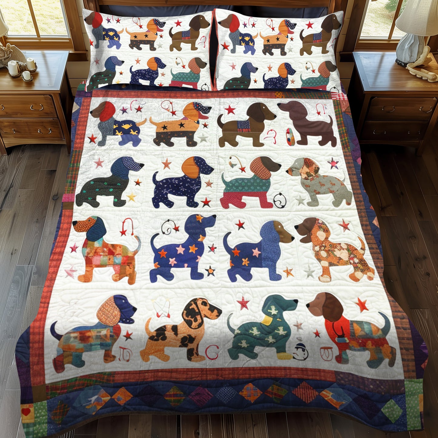 Dachshund Dreams 3-Piece Quilted Bedding Set NCU0DV058