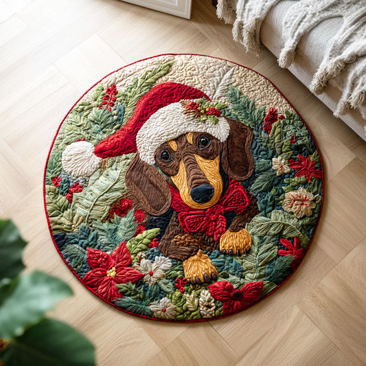 Dachshund Bells Quilted Round Mat NCU0TD434