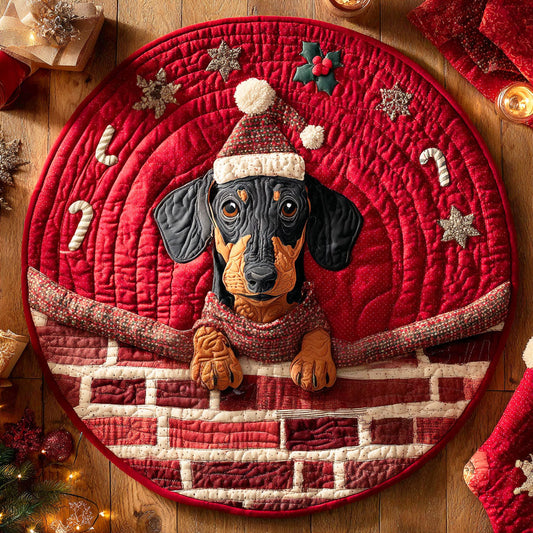 Dachshund Carol Quilted Round Mat NCU0TD424