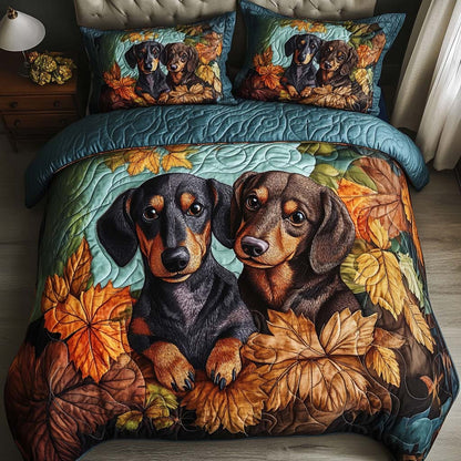 Dachshund Charm 3-Piece Quilted Bedding Set NCU0NT9056