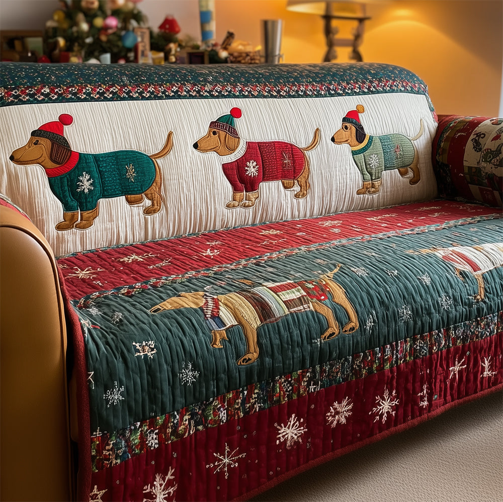 Dachshund Cheer Trail Quilted Sofa Cover NCU0TH3704