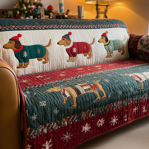 Dachshund Cheer Trail Quilted Sofa Cover NCU0TH3704