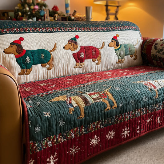 Dachshund Cheer Trail Quilted Sofa Cover NCU0TH3704