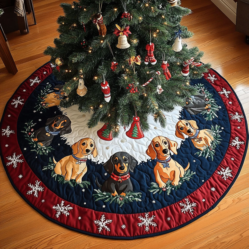 Dachshund Christmas Quilted Tree Skirt NCU0VT298