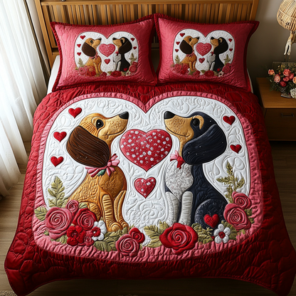 Dachshund Couple 3-Piece Quilted Bedding Set NCU0DV2330