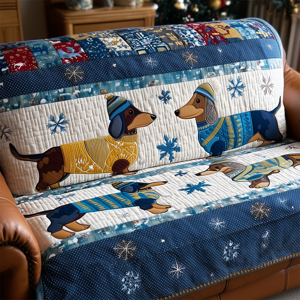 Dachshund Couple Snuggles Quilted Sofa Cover NCU0TH3703