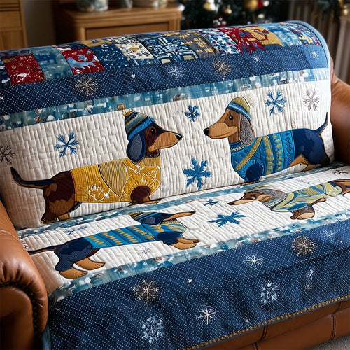 Dachshund Couple Snuggles Quilted Sofa Cover NCU0TH3703