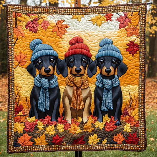 Dachshund Dash Quilted Blanket NCU0DK1179